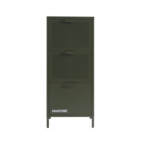 Meuble de rangement PANTONE métal vert olive 3 tiroirs h105cm