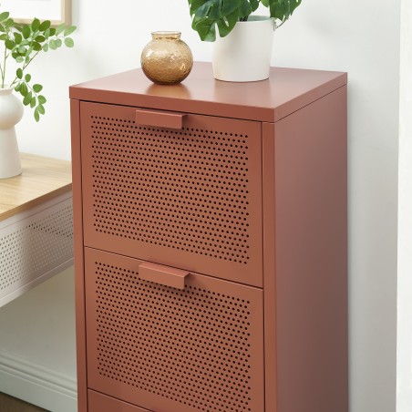 Meuble de rangement PANTONE métal terracotta 3 tiroirs h105cm