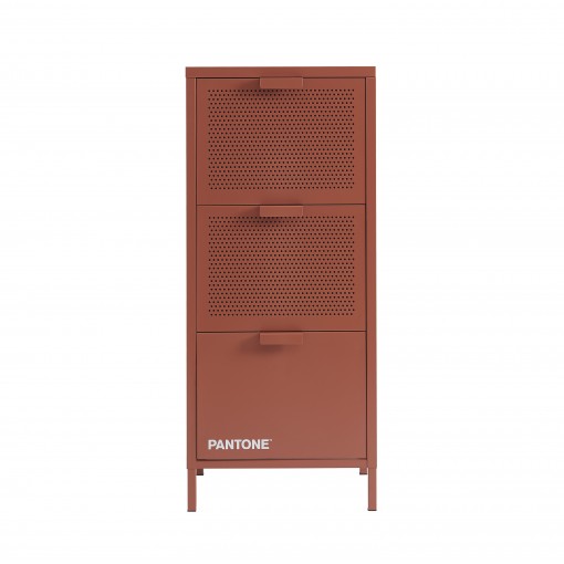 Meuble de rangement PANTONE métal terracotta 3 tiroirs h105cm