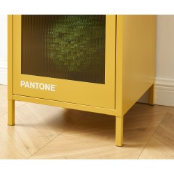 Vestiaire PANTONE jaune moutarde porte en verre cannelé