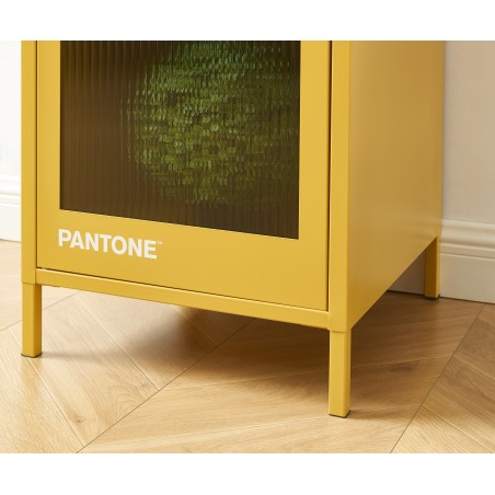 Vestiaire PANTONE jaune moutarde porte en verre cannelé