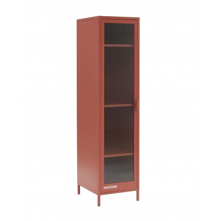 Vestiaire PANTONE terracotta porte en verre cannelé