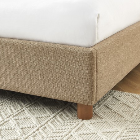 Lit coffre KORALL tissu tweed taupe 160x200 sommier inclus