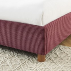 Lit coffre KORALL velours cotelé bordeaux 160x200 sommier inclus