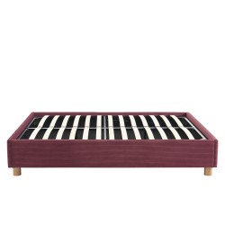 Lit coffre KORALL velours cotelé bordeaux 160x200 sommier inclus