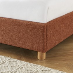 Lit coffre TSUKI bouclette terracotta cannage 160x200 sommier inclus