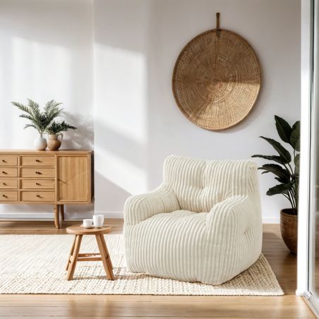 Pouf LUFFY velours côtelé beige