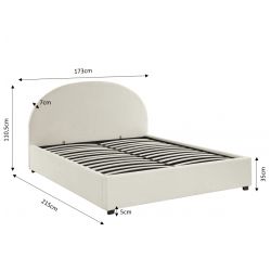 Lit coffre OLAF tissu bouclettes écru 160x200 sommier inclus