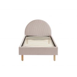 Lit enfant MAGNUS velours cotelé rose poudré 90x190 sommier inclus