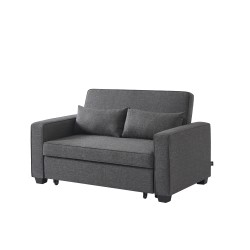 Canapé droit LENA convertible tissu gris 2 places