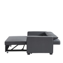 Canapé droit LENA convertible velours gris 2 places