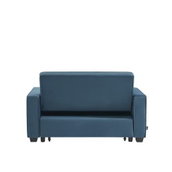 Canapé droit LENA convertible velours bleu 2 places