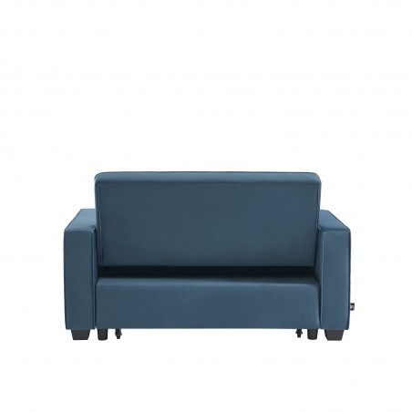 Canapé droit LENA convertible velours bleu 2 places