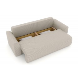 Canapé droit CAPUCINS convertible  velours cotêlé beige 3 places