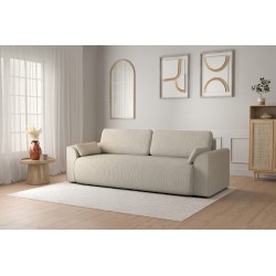 Canapé droit CAPUCINS convertible  velours cotêlé beige 3 places