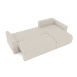 Canapé angle CAPUCINS convertible velours côtelé beige 4 places