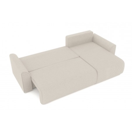 Canapé angle CAPUCINS convertible velours côtelé beige 4 places