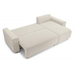 Canapé d'angle CHARTRONS convertible velours côtelé beige 4 places