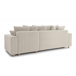 Canapé d'angle CHARTRONS convertible velours côtelé beige 4 places