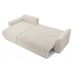 Canapé angle NOVA convertible velours côtelé beige 4 places