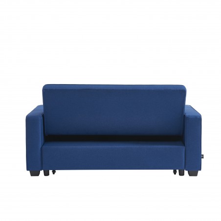 Canapé droit LENA convertible tissu bleu 3 places