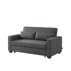 Canapé droit LENA convertible tissu gris 3 places