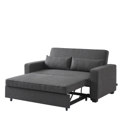 Canapé droit LENA convertible tissu gris 3 places