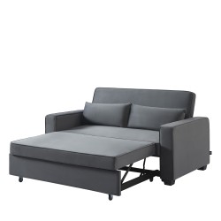 Canapé droit LENA convertible velours gris 3 places