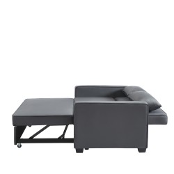 Canapé droit LENA convertible velours gris 3 places