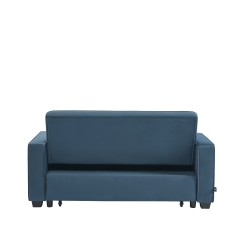 Canapé droit LENA convertible velours bleu 3 places