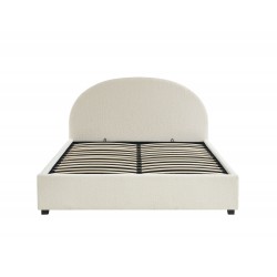 Lit coffre OLAF tissu bouclettes écru 140x160 sommier inclus