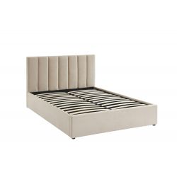 Lit coffre MARIUS en velours beige 140x190 cm