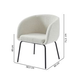 Fauteuil BELEM en tissu bouclette blanc