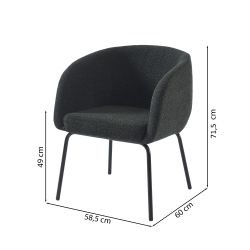 Fauteuil BELEM en tissu bouclette anthracite