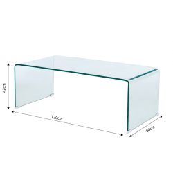 Table basse GINZA verre trempé transparent 120cm