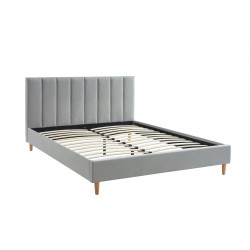 Lit MARIUStissu gris perle160x200 sommier inclus