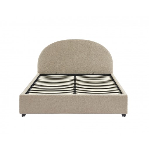 Lit coffre OLAF tissu bouclette beige 160x200 sommier inclus