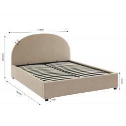 Lit coffre OLAF tissu bouclette beige 160x200 sommier inclus