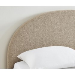 Lit coffre OLAF tissu bouclette beige 160x200 sommier inclus