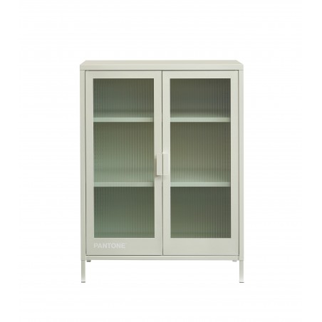 Buffet PANTONE beige sable portes en verre cannelé