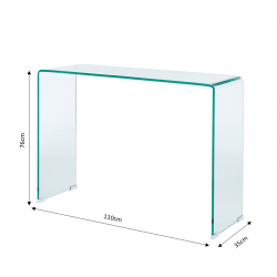 Console GINZA verre trempé transparent 110cm