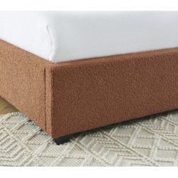 Lit coffre OLAF tissu bouclette terracotta 160x200 sommier inclus