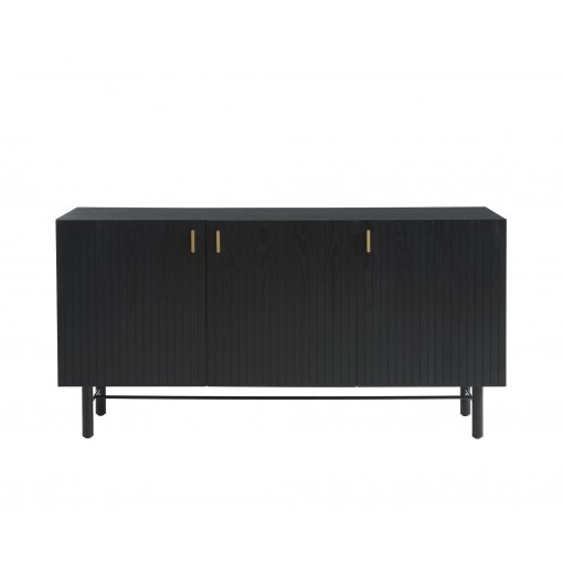 Buffet CALISTA noir et pieds métal 160cm