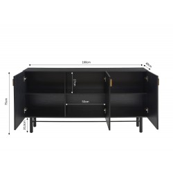 Buffet CALISTA noir et pieds métal 160cm