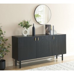 Buffet CALISTA noir et pieds métal 160cm