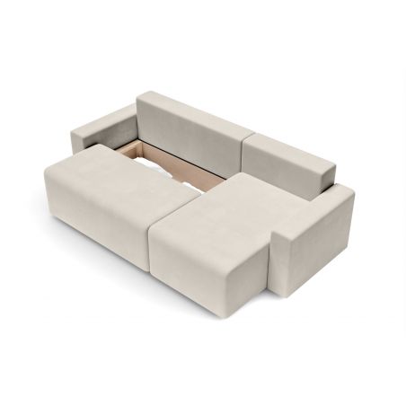 Canapé angle MAX convertible velours beige 4 places