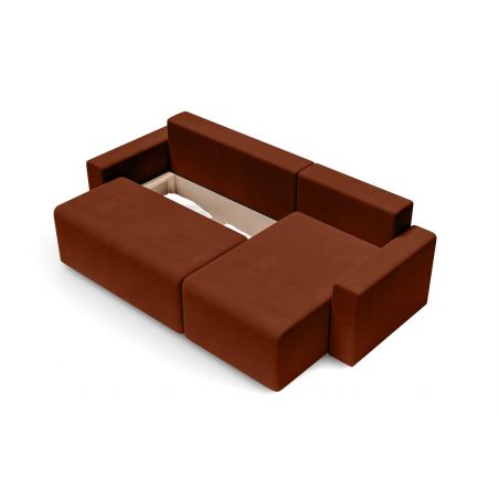 Canapé angle MAX convertible velours terracotta 4 places