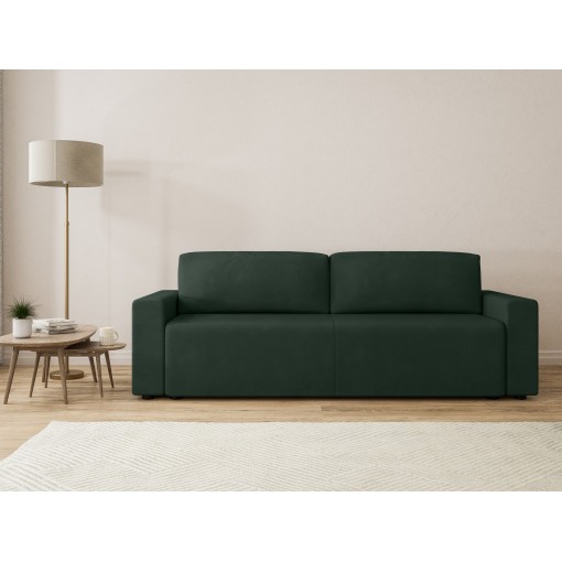 Canapé droit MAX convertible velours vert 3 places