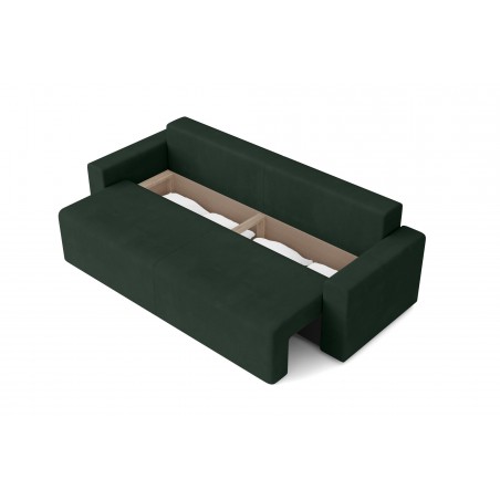 Canapé droit MAX convertible velours vert 3 places