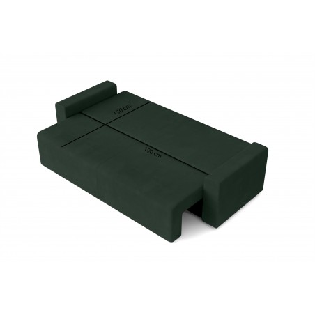 Canapé droit MAX convertible velours vert 3 places